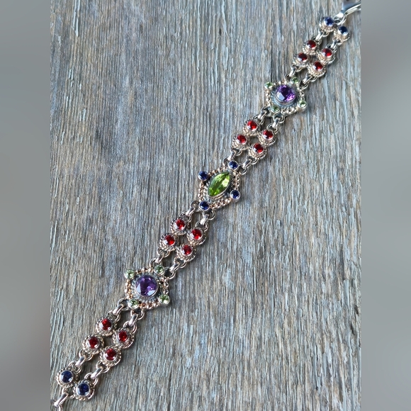 Nicky Butler 925 Sterling Silver Designer Amethyst Peridot Garnet Bracelet NB 💜 - Picture 6 of 16